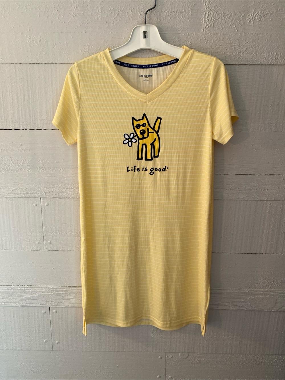 2- Life Is Good Sleep Shirts Night Shirt/Nightgown Gray Yellow Size Small NWOT - Picture 4 of 9
